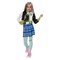 Kids Monster High Frankie Stein Costume Plaid Dress Sweater Jacket and Stitched Tights